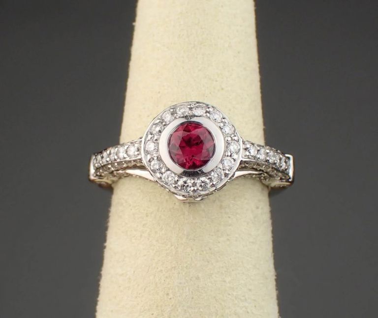 14k white gold ruby diamond ring