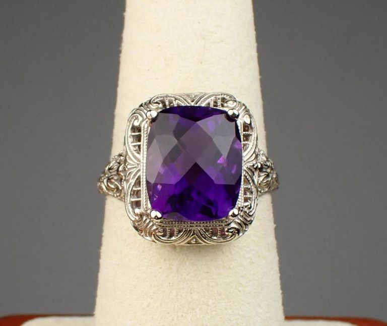 14k white gold amethyst ring