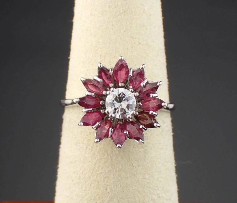 18k white gold diamond ruby ring