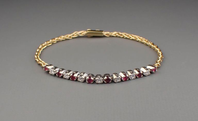 14k gold diamond ruby bracelet