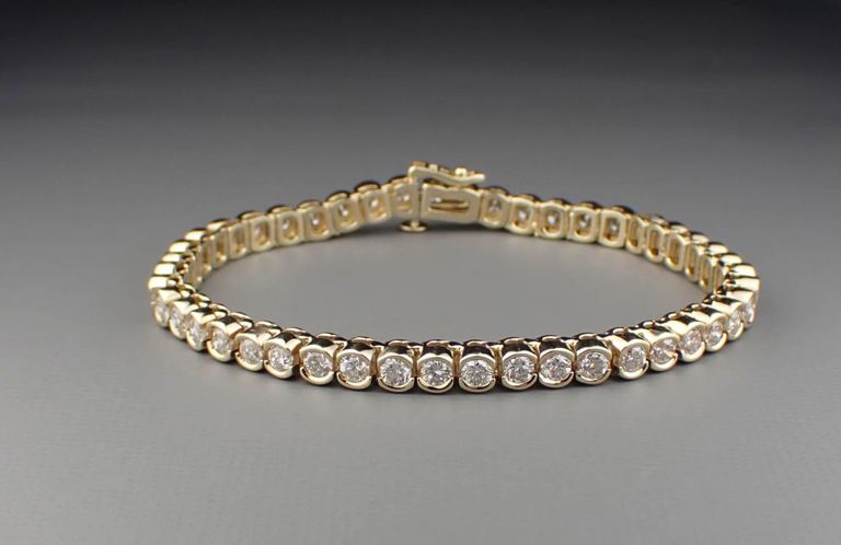 14k yellow gold diamond tennis bracelet