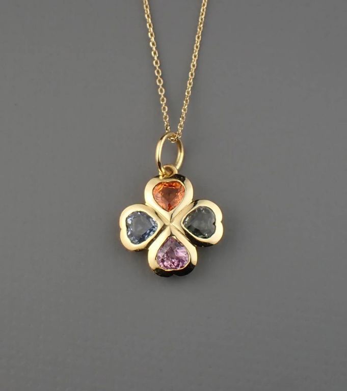 14k yellow gold sapphire pendant necklace