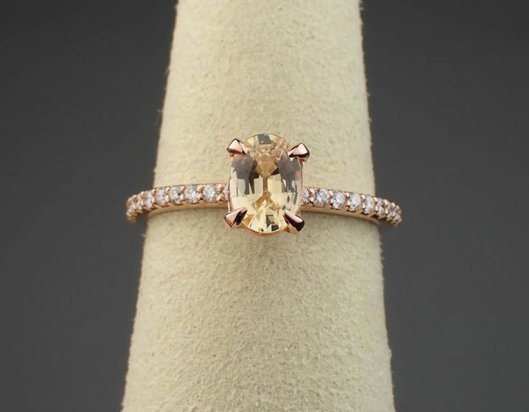 18k rose gold sapphire and diamond ring
