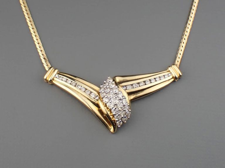 14k yellow gold diamond necklace