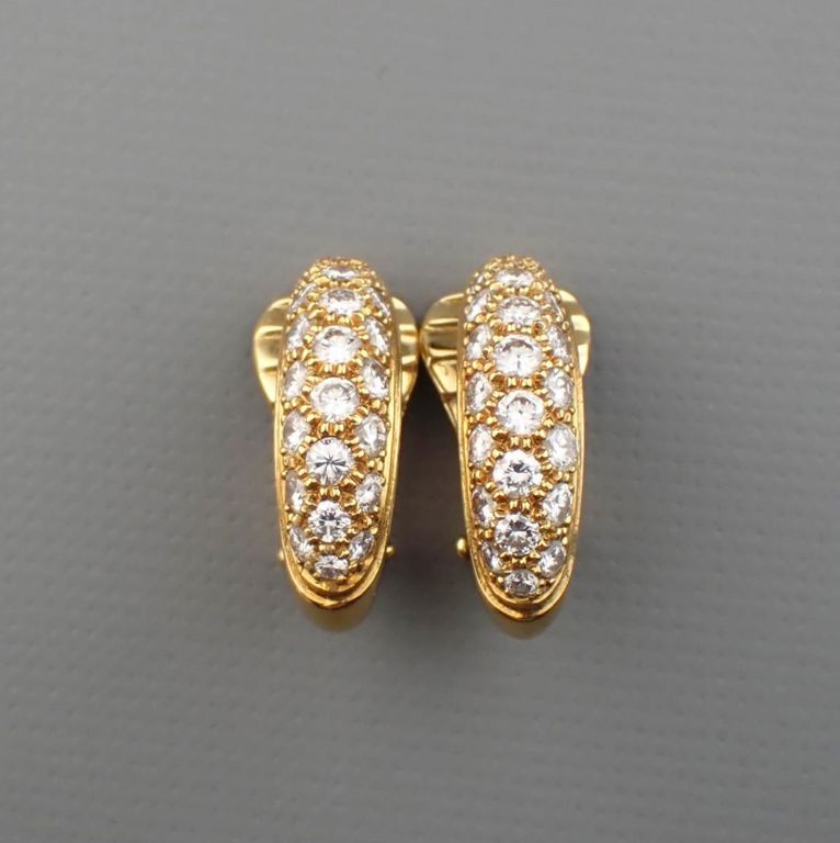 18k gold diamond clip earrings