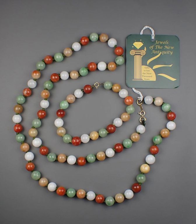 14k yellow gold jade jewelry set