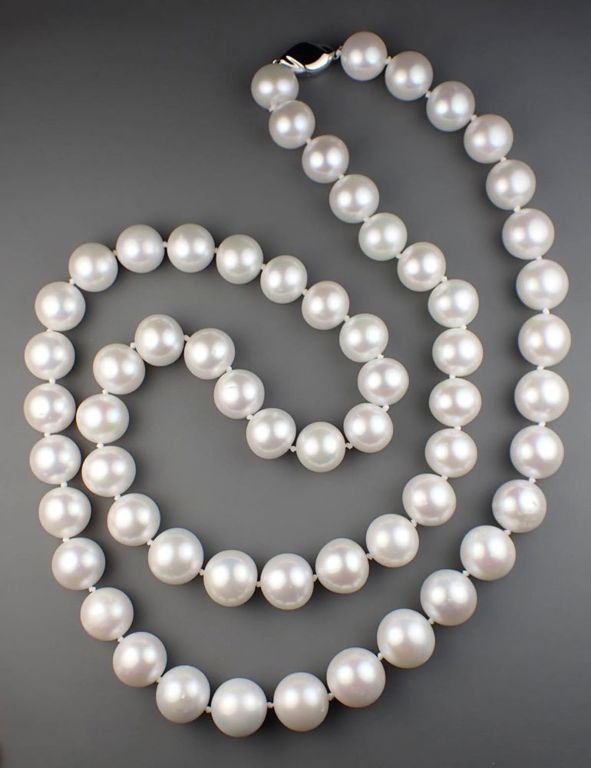 White pearl opera length necklace