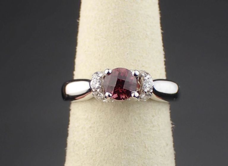 18k white gold rhodolite diamond ring