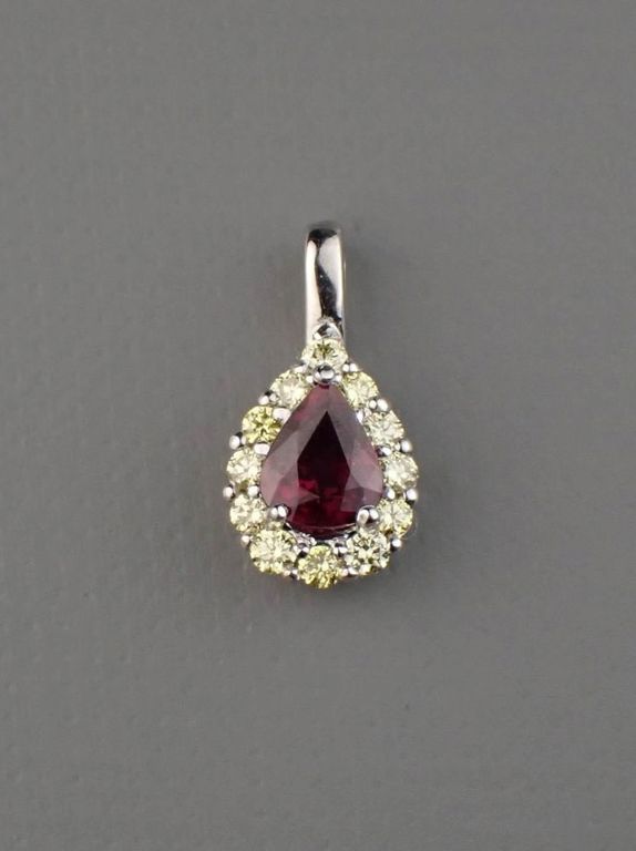 14k white gold ruby diamond pendant