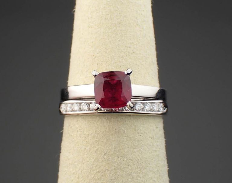 14k white gold ruby diamond ring