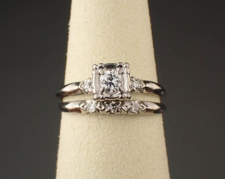 Palladium diamond vintage wedding ring