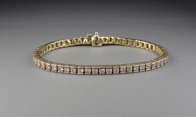 14k gold diamond line bracelet
