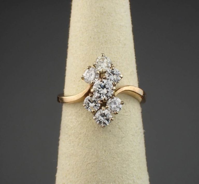14k gold diamond cluster ring