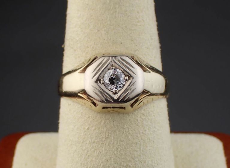14k gold diamond solitaire ring