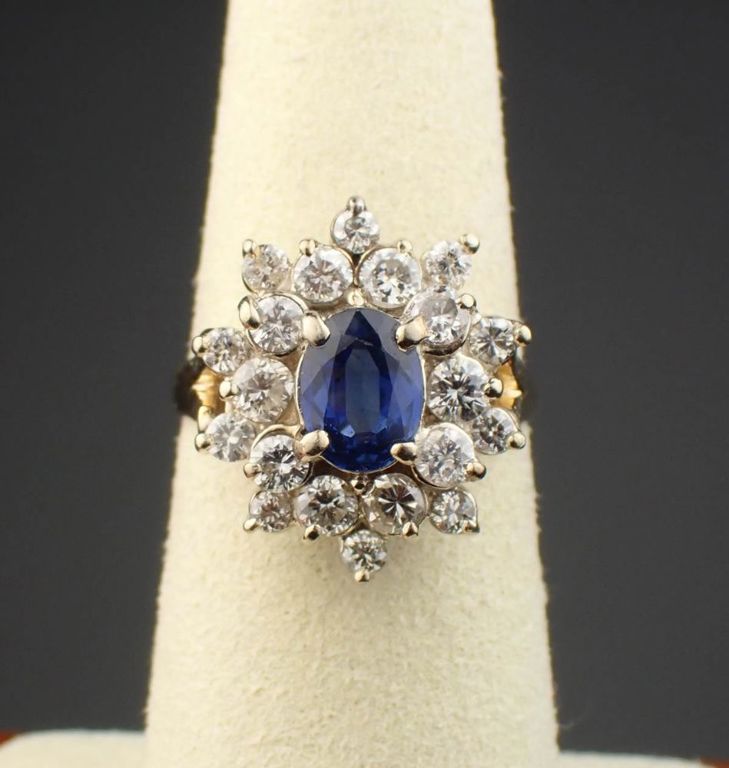 14k gold cluster diamond ring