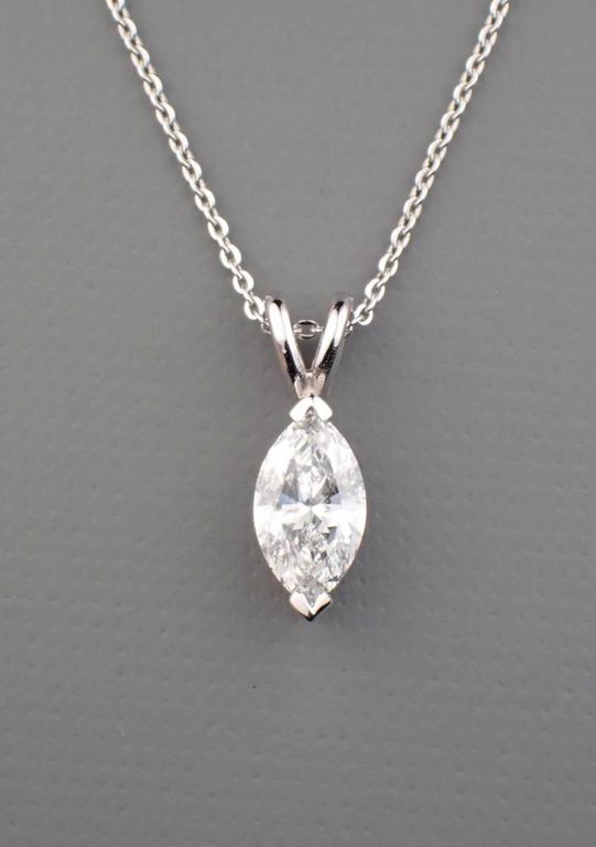 14k white gold diamond solitaire pendant necklace
