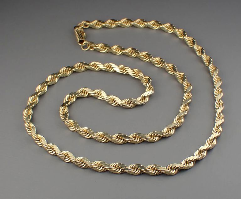 14k gold rope chain necklace