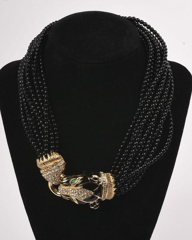 Ciner black panther costume necklace