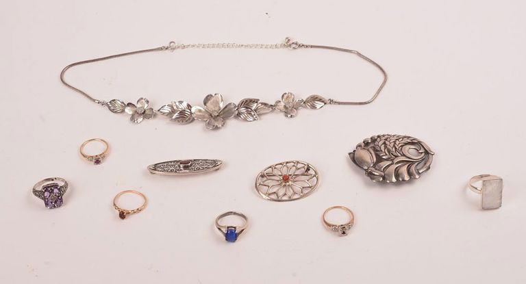 Group of sterling silver jewelry
