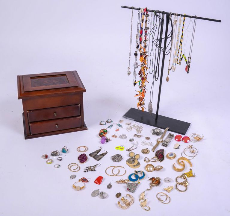 Jewelry box with costume jewelry collection