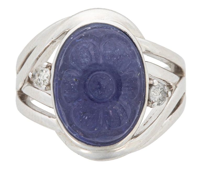 Sterling silver tanzanite and diamond ring