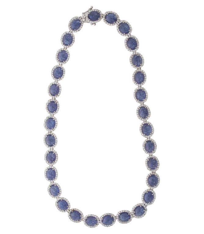 Sterling silver tanzanite and sapphire necklace