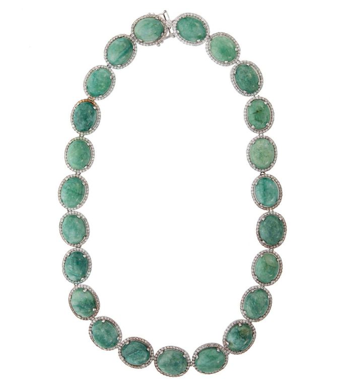 Sterling silver emerald and sapphire necklace
