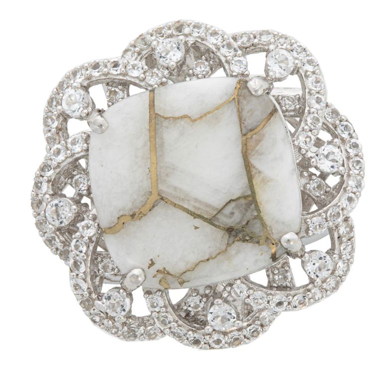 Sterling silver quartz and sapphire ring