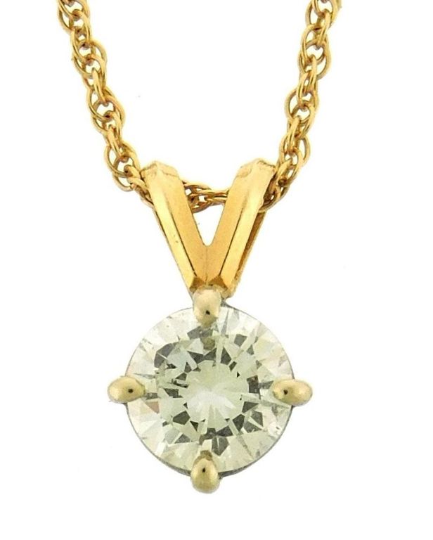 14k yellow gold diamond pendant on necklace