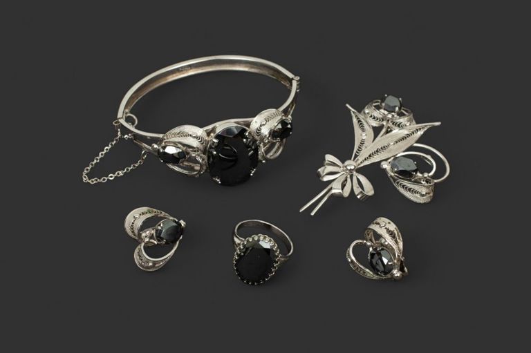 Sterling silver hematite jewelry set