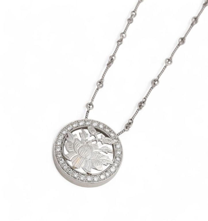 Platinum diamond pendant on chain