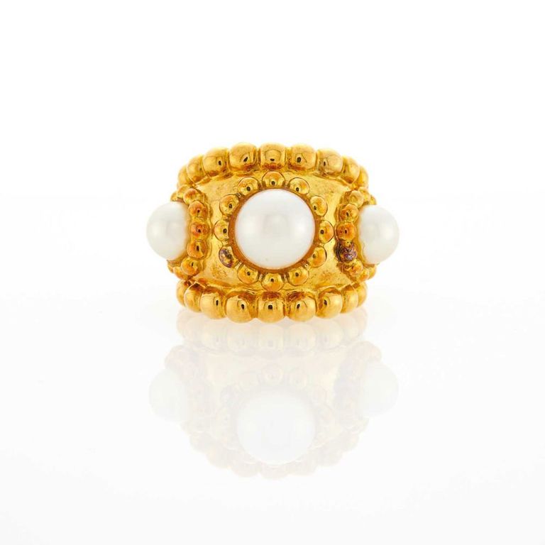 18k gold pearl ring