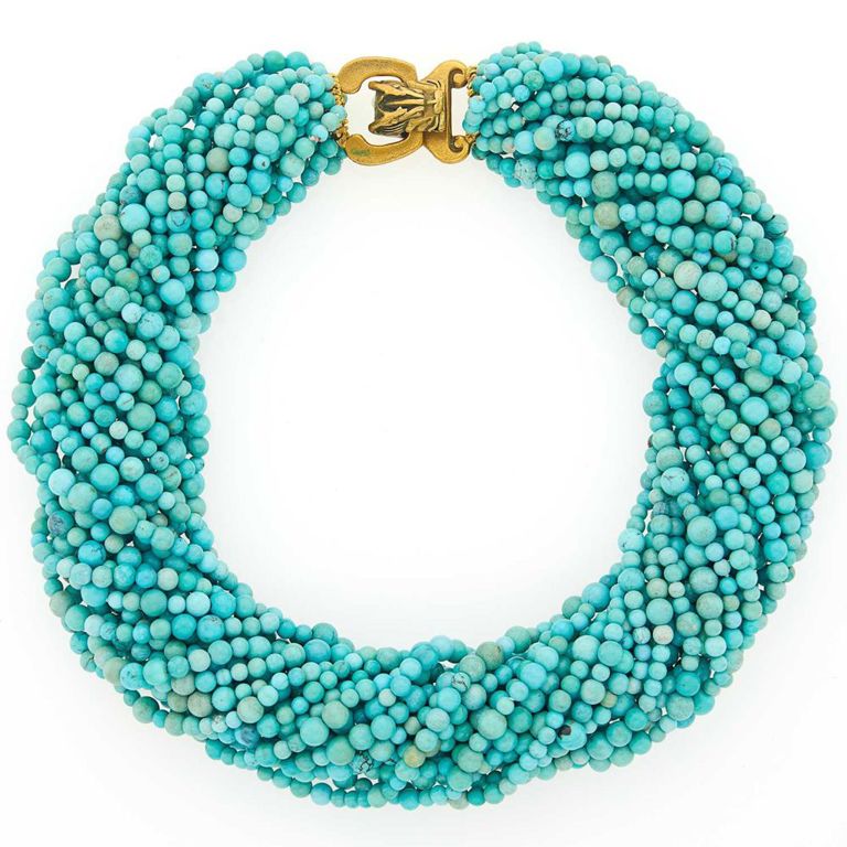 Turquoise bead torsade necklace