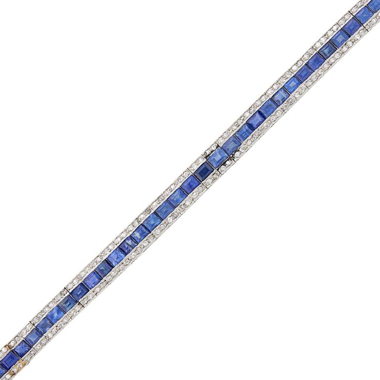 Platinum sapphire diamond bracelet