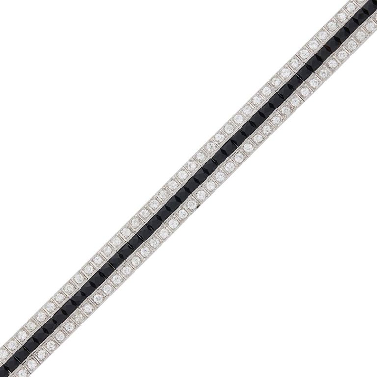 Platinum diamond black onyx bracelet