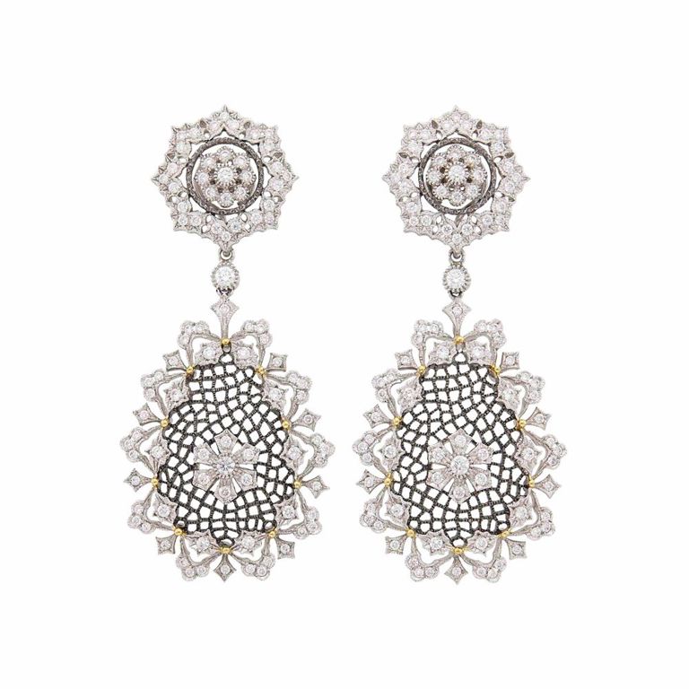 18k gold diamond pendant earrings