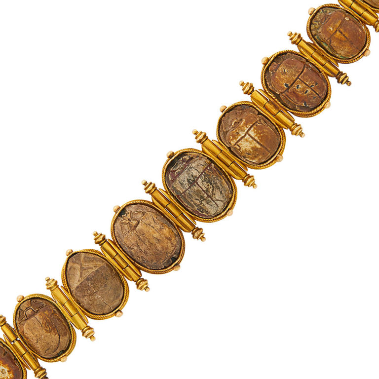 Egyptian Revival gold hardstone bracelet