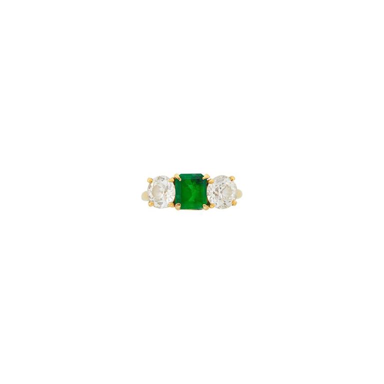 18k gold emerald diamond ring
