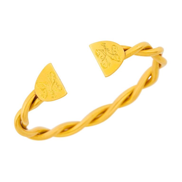 22k braided gold bangle bracelet