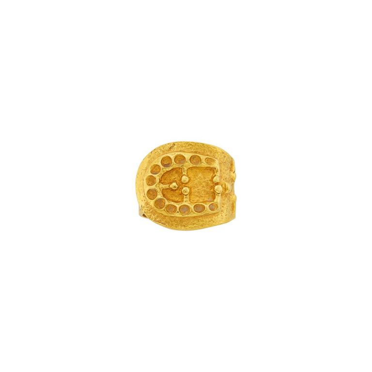 18k gold hammered buckle band ring