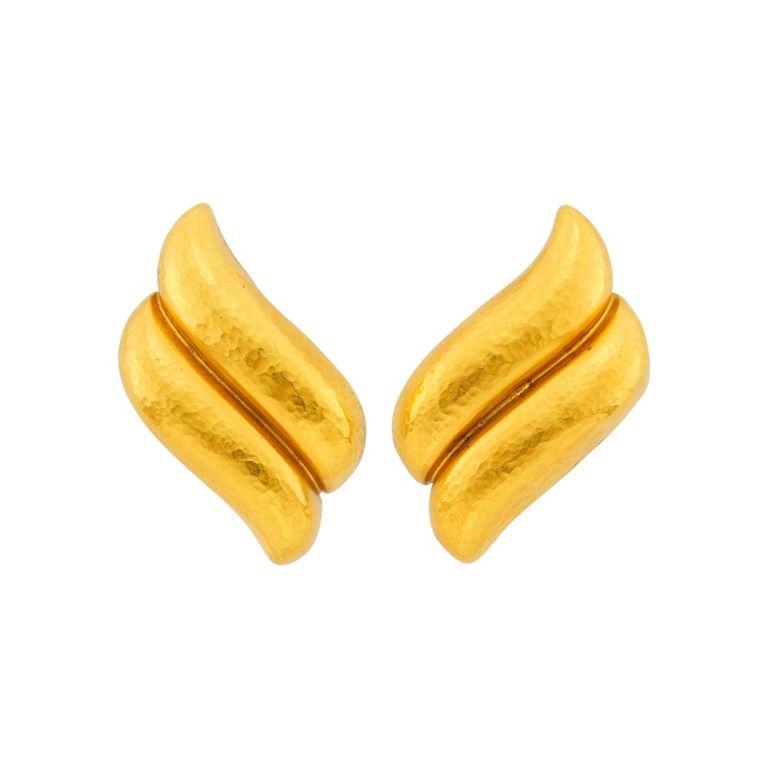 22k hammered gold earclips