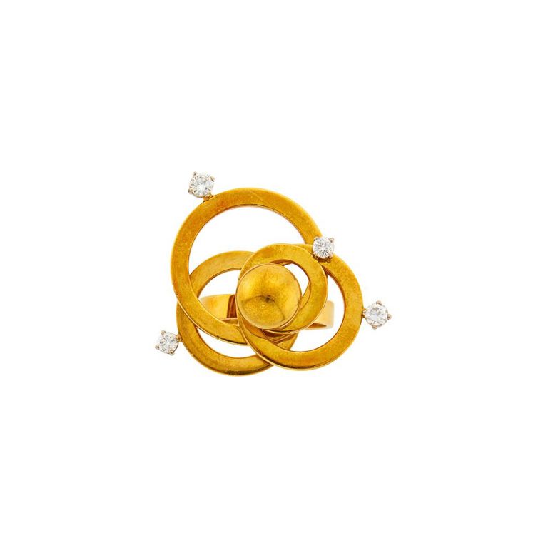 18k gold diamond orbital ring