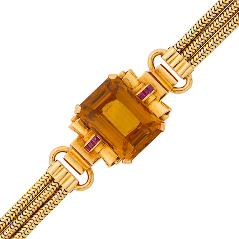 Gold citrine chain bracelet