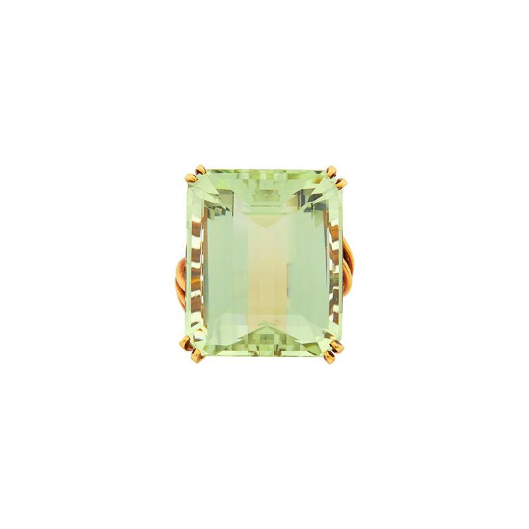 18k gold light green beryl ring