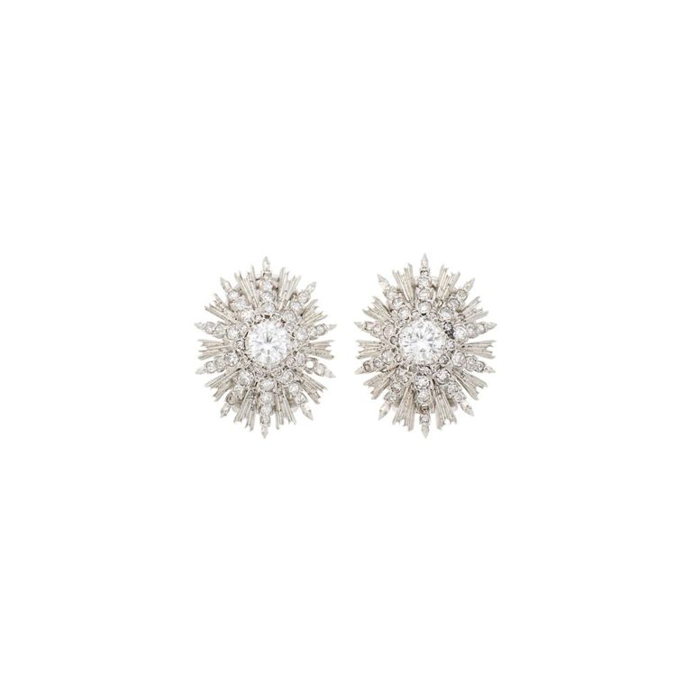 18k white gold diamond earclips