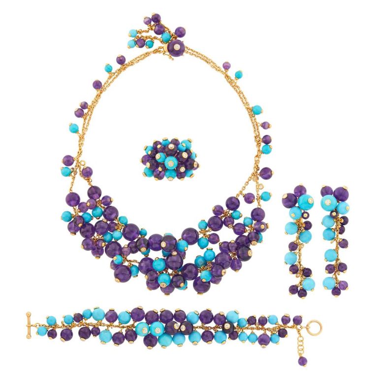 18k gold amethyst jewelry set