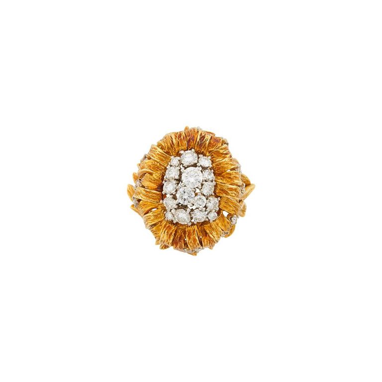 18k gold platinum diamond dome ring