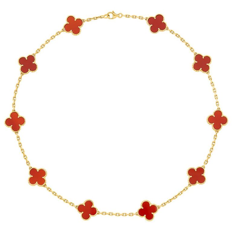 18k carnelian Alhambra necklace