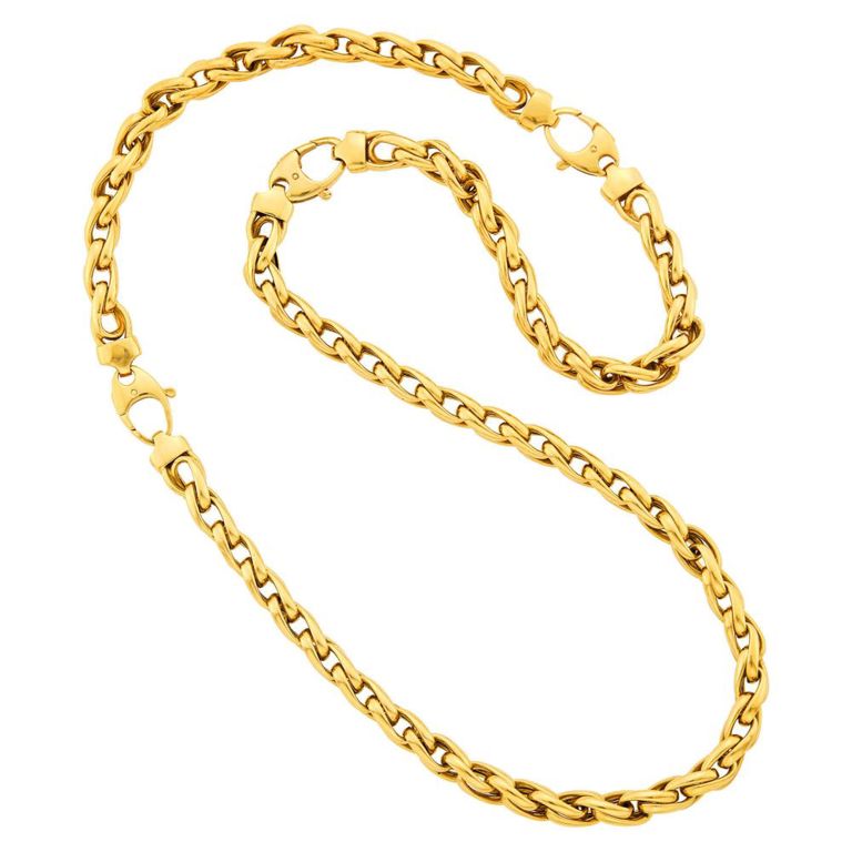 18k gold chain necklace-bracelet combination