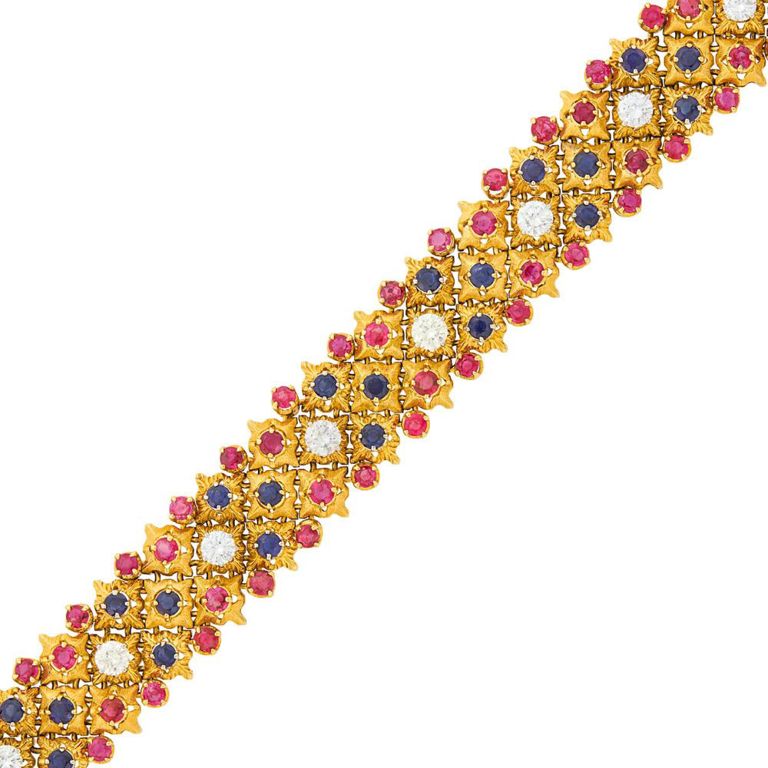 18k gold ruby sapphire diamond bracelet